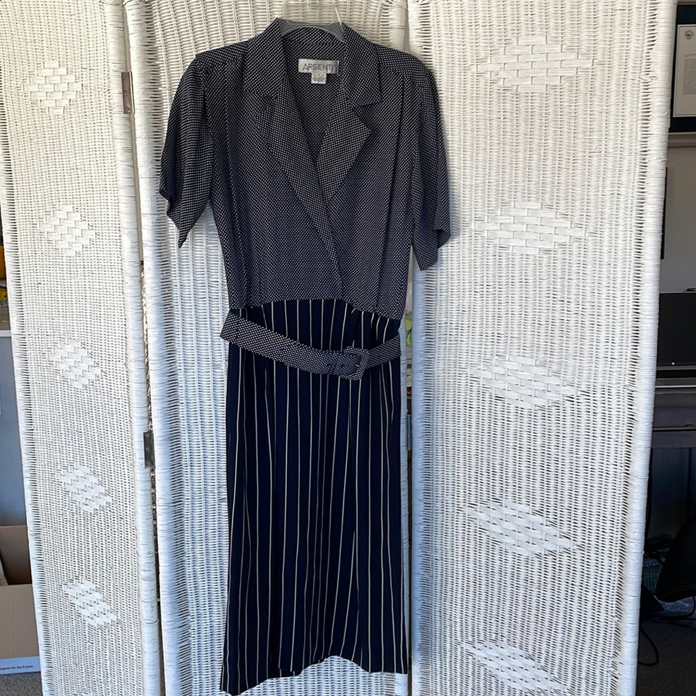 Argenti polka dot and pinstripe dress